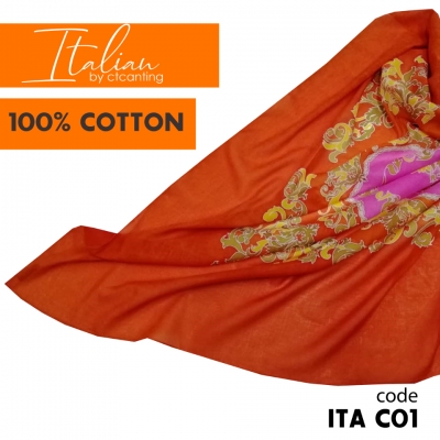 Square Italian Cotton Color 01 Orange